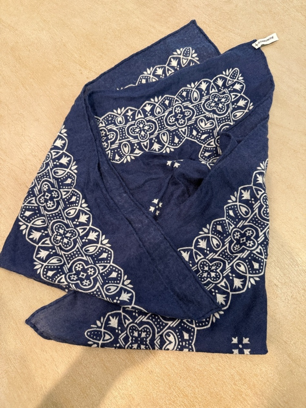 Cashmere Navy Bandana Print Scarf
